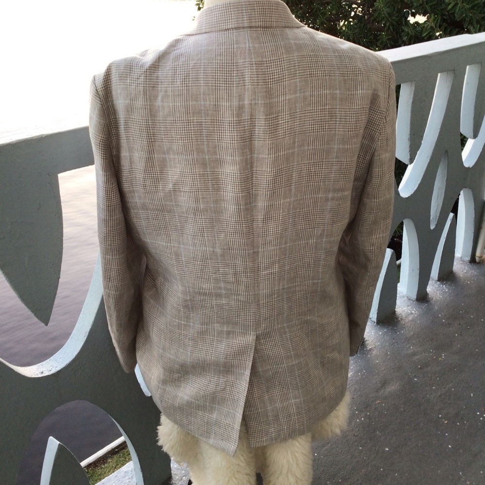Ralph Lauren Black Label 100% Linen Blue and Gray Plaid 2 Button Blazer - Picture 7 of 16